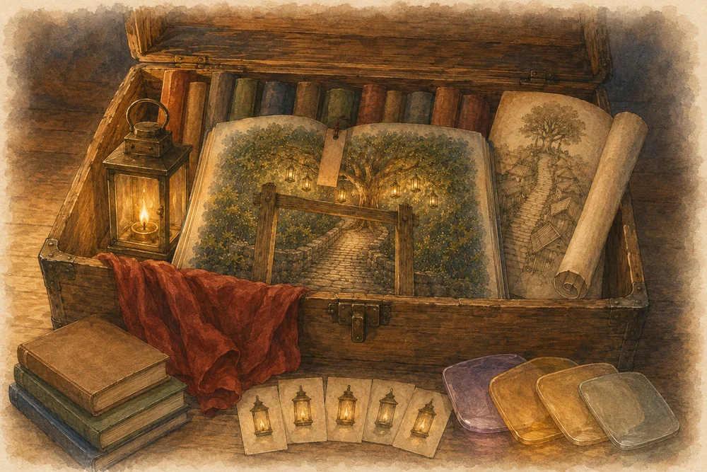 絵本ラフ 灯り坂の見開き